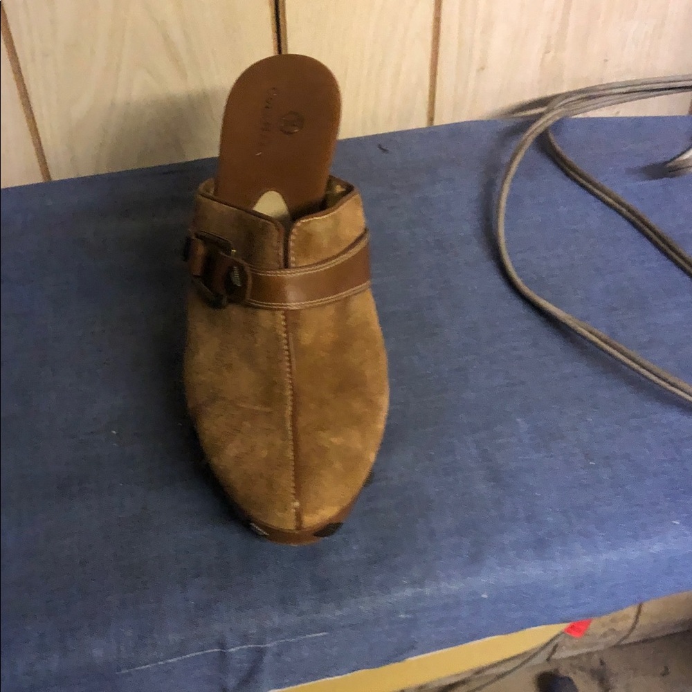 Cole Haan Brown Suede Mule Clogs with Buckle Strap - Picture 4 of 4
